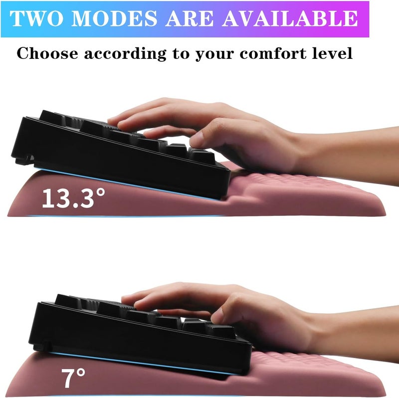 KEPUTAIER Computer Keyboard Stand with Wrist Rest, Ergonomic Tilted Keyboard Holder - Keyboard Riser with Wrist Pad - Keyboard Tray Support for Office Home - Pink - Image 2